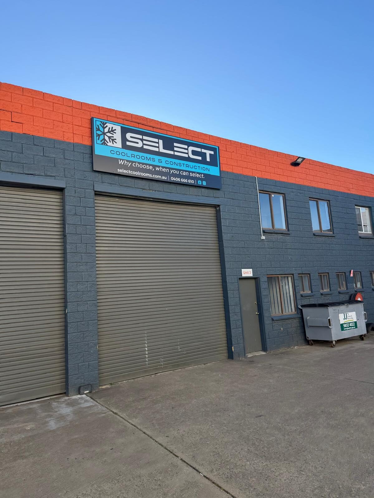 The Select Coolrooms & Construction workshop, Unit 3, Penrith -- the premises where every mobile coolroom trailer is built to order
